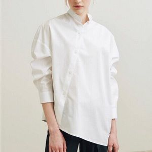 Toteme White Long Sleeve Asymmetric Cotton Shirt XS